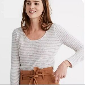 Madewell Lightweight Knit Striped Long Sleeve Sweater Top